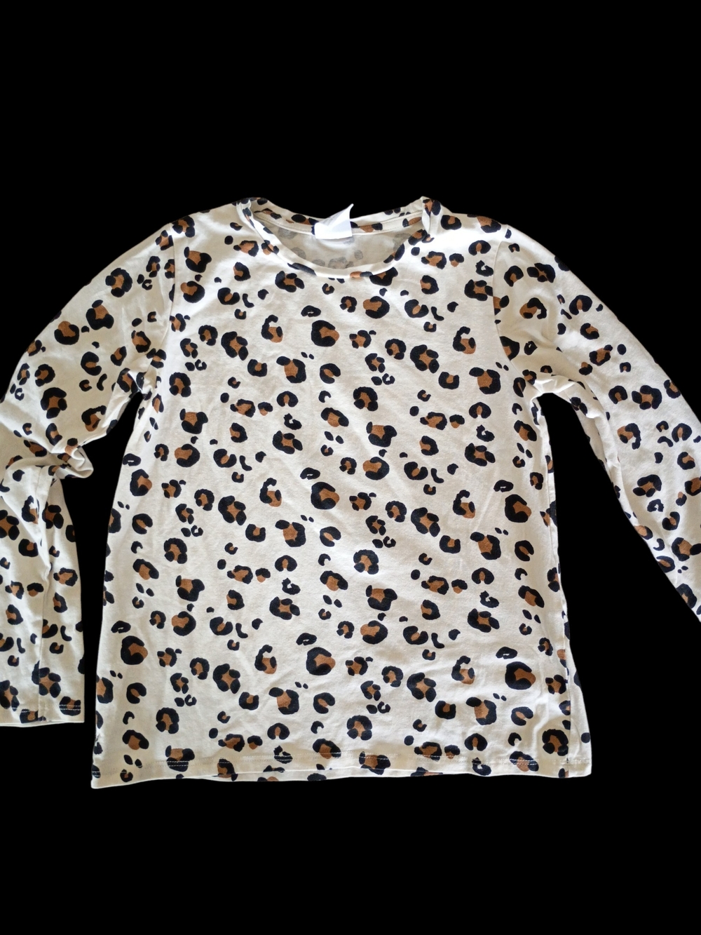 Zara Leopard Print Long Sleeve Top - Cream, Tan, Black